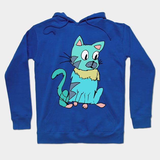 Blue Cat Original Artwork Hoodie by Unicorn Formula